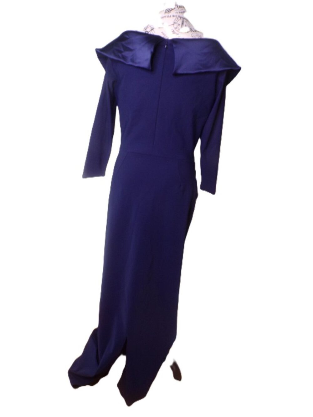 🆕CHIARA BONI Suli Ra Wrap Column Gown Dress 6 Navy Blue - Picture 9 of 12